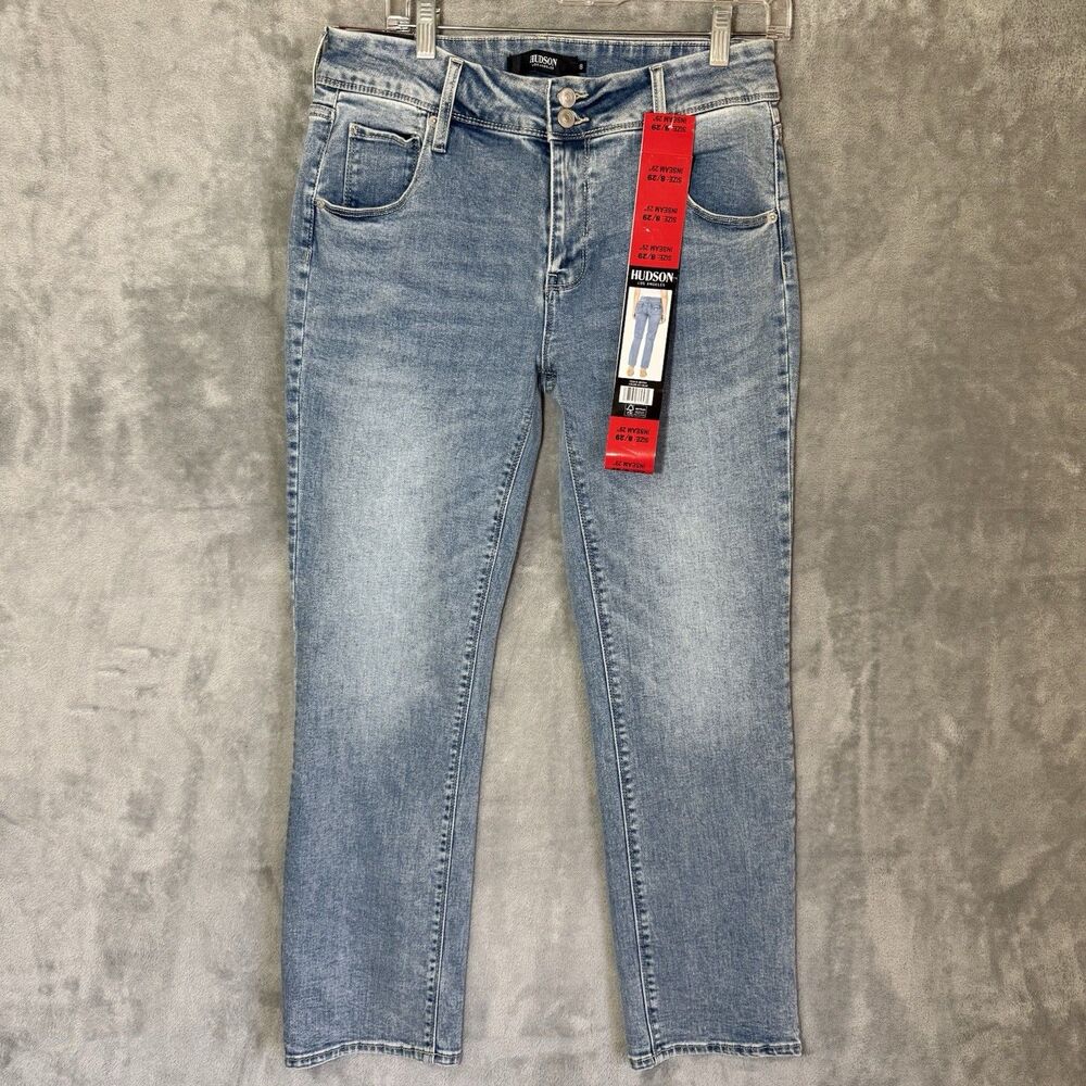 NWT Hudson Women’s Icy Blue Jeans Size 8/29 Button Flaps Flap Pocket Stretch